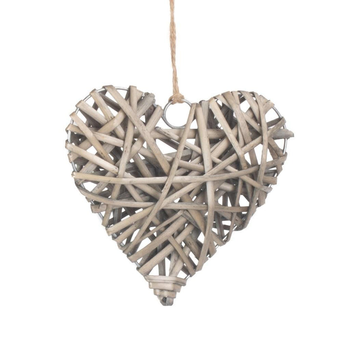 The Willow Basket Full Antique Wash Wicker Heart