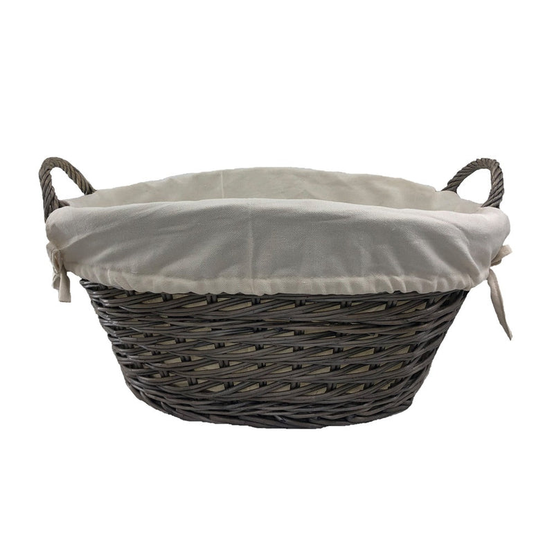 Small Wicker Wash Basket with White Lining
