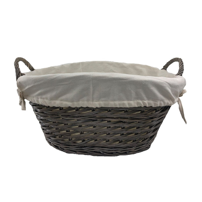 The Willow Basket Small Wicker Wash Basket with White Lining