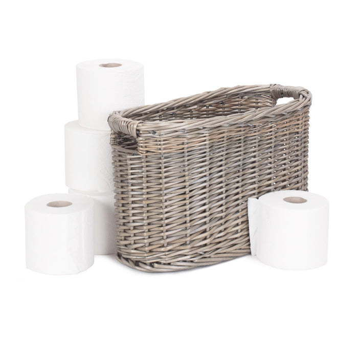 The Willow Basket Oval Wicker Toilet Roll Storage Basket