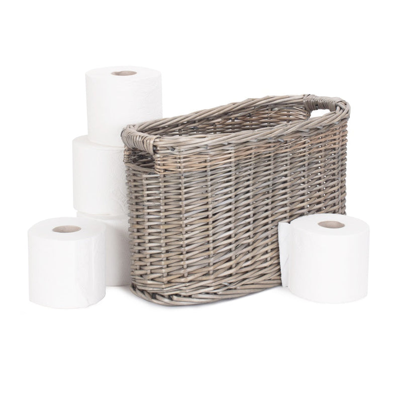 The Willow Basket Oval Wicker Toilet Roll Storage Basket