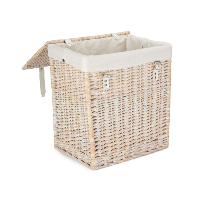 The Willow Basket Boutique White Wash Storage Laundry Hamper With Lining