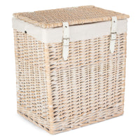The Willow Basket Boutique White Wash Storage Laundry Hamper With Lining