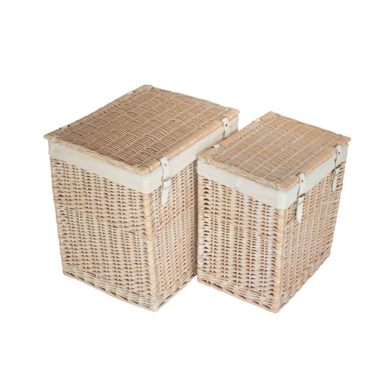 The Willow Basket Boutique White Wash Storage Laundry Hamper With Lining