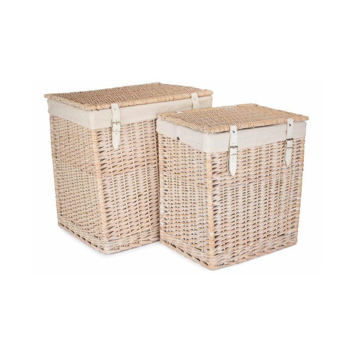 The Willow Basket Boutique White Wash Storage Laundry Hamper With Lining