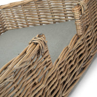 Wicker Rectangular Dog Bed with Cushion