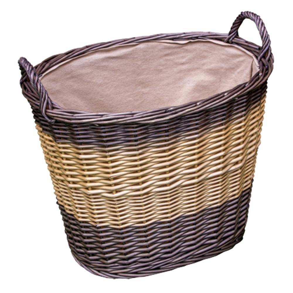 The Willow Basket Deep Two Tone Lined Wicker Wash Basket