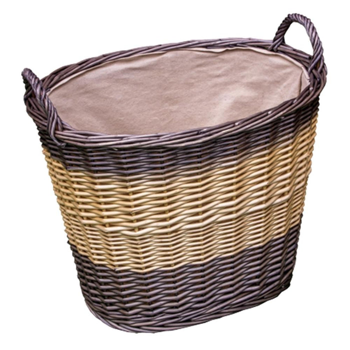 The Willow Basket Deep Two Tone Lined Wicker Wash Basket