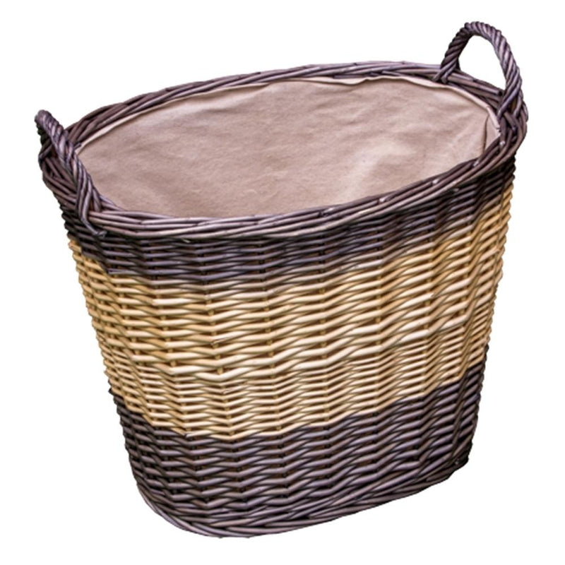 The Willow Basket Deep Two Tone Lined Wicker Wash Basket