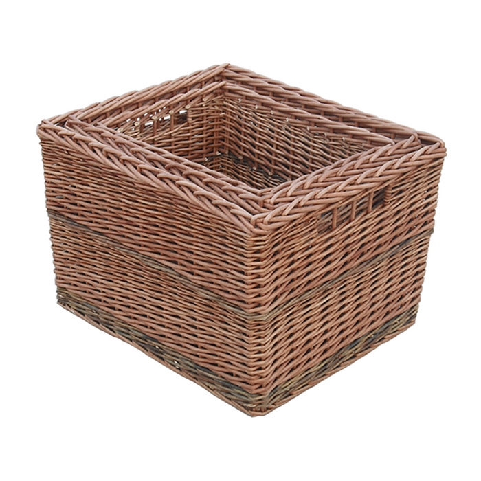 The Willow Basket Set of 3 Somerset Rectangular Log basket