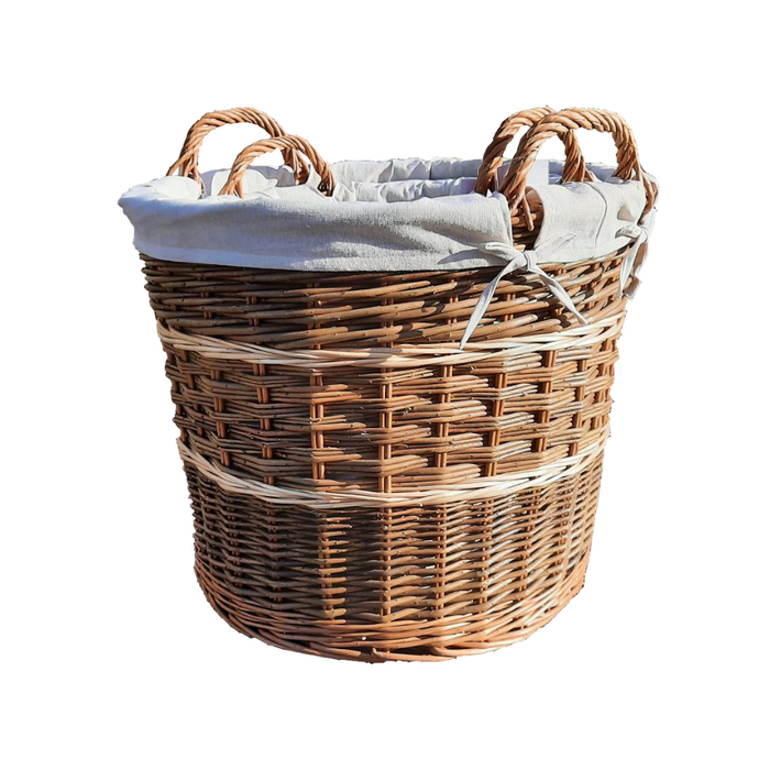 The Willow Basket Set of 2 Cotton Lined Log Baskets