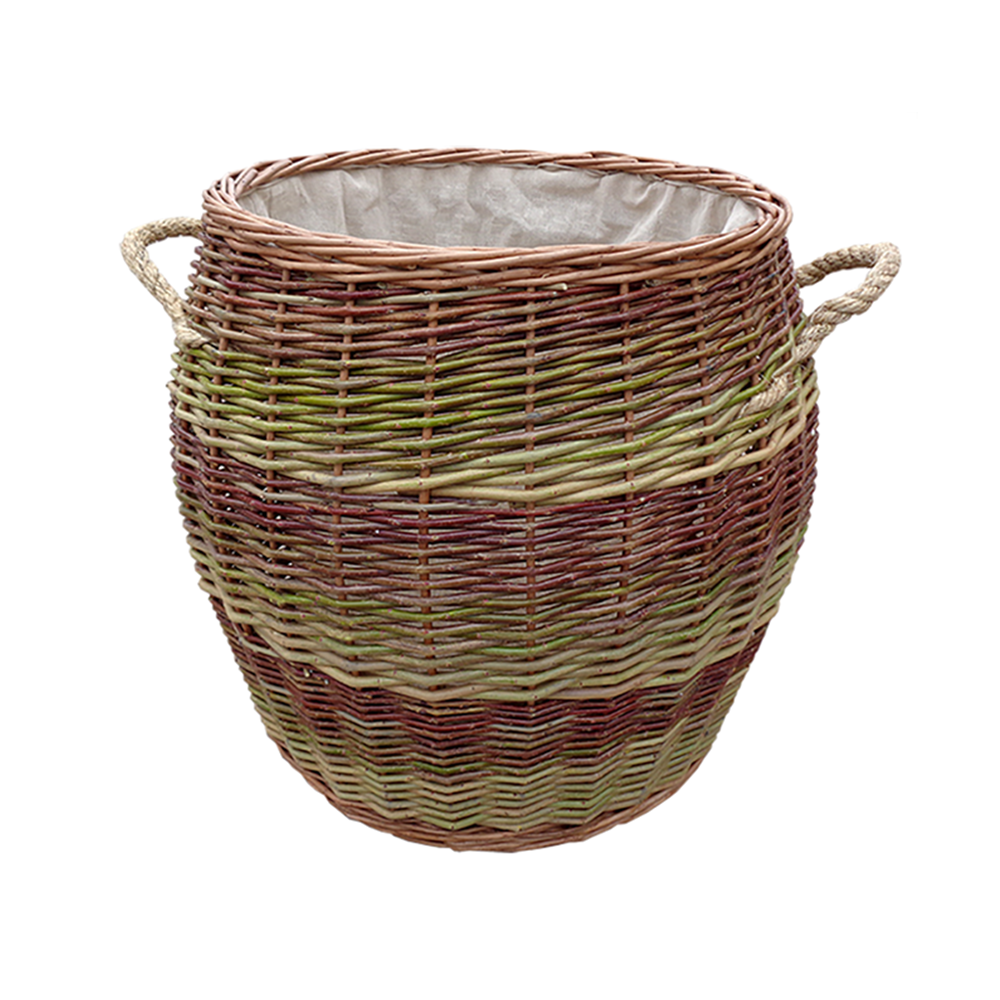 The Willow Basket Rope Handle Wicker Barrel Log Basket