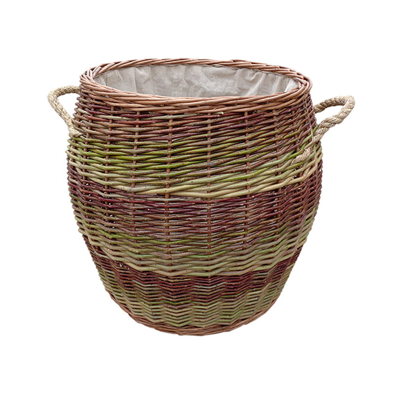 The Willow Basket Rope Handle Wicker Barrel Log Basket
