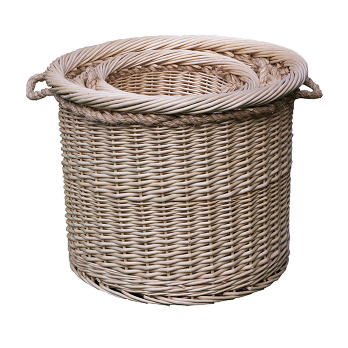 The Willow Basket Set of 3 Deluxe Rope Handled Log basket