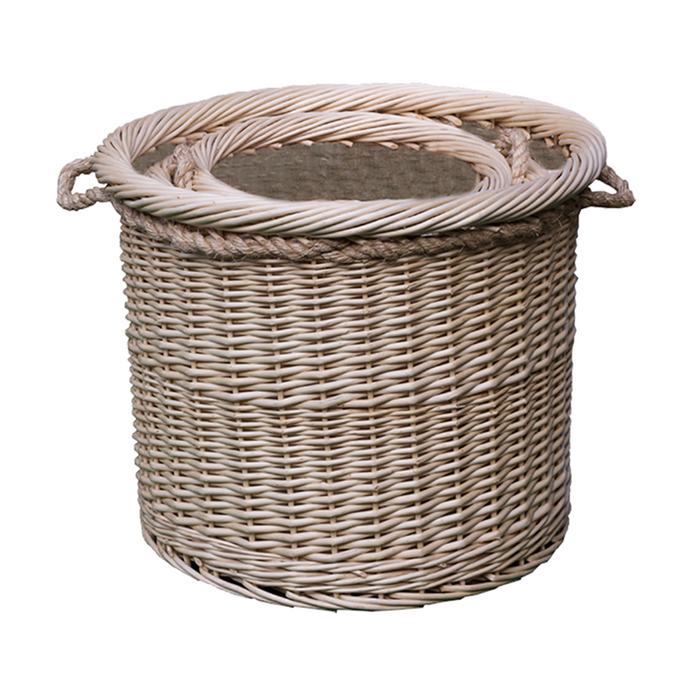 The Willow Basket Set of 3 Deluxe Rope Handled Lined Log basket