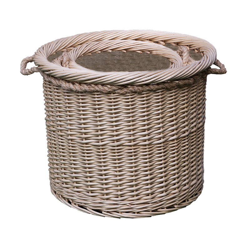 The Willow Basket Set of 3 Deluxe Rope Handled Lined Log basket