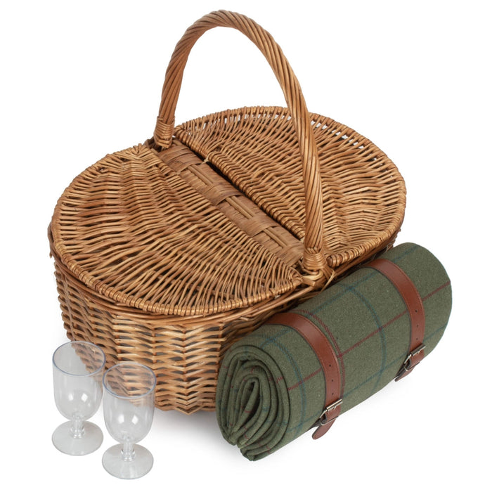The Willow Basket Oval Double Steamed 2 Person Fitted Picnic Basket
