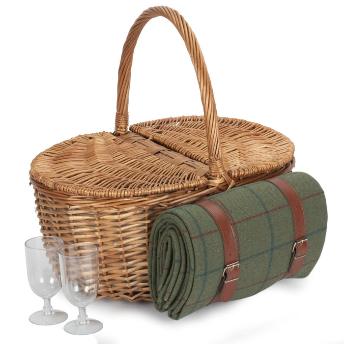 The Willow Basket Oval Double Steamed 2 Person Fitted Picnic Basket