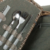 Oval Grey Sage 2 Person Fitted Picnic Basket