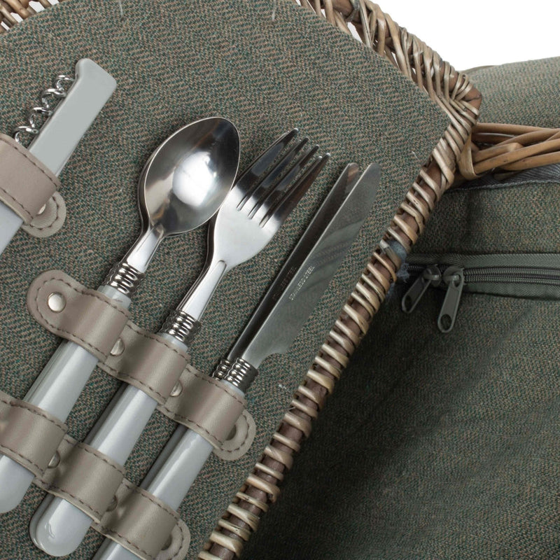 Oval Grey Sage 2 Person Fitted Picnic Basket