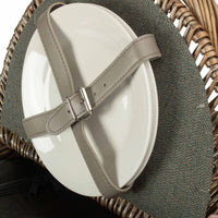 The Willow Basket Oval Grey Sage 2 Person Fitted Picnic Basket
