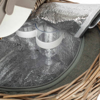 The Willow Basket Oval Grey Sage 2 Person Fitted Picnic Basket