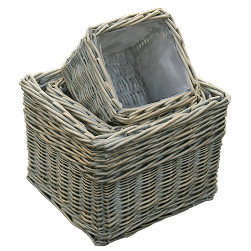 The Willow Basket Provence Square Garden Planters Set of 3