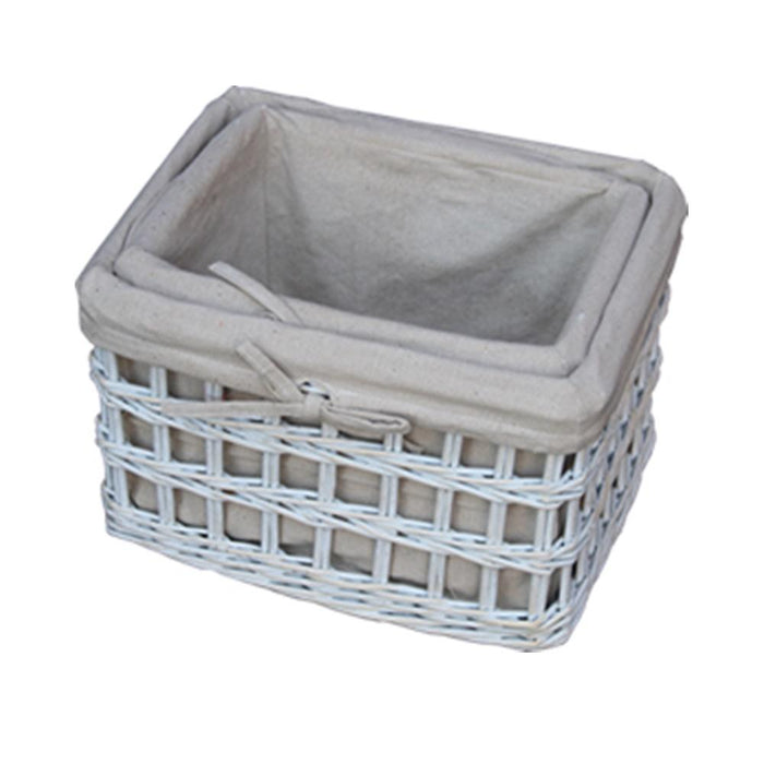 The Willow Basket Set of 2 Provence Open Weave Wicker Work Baskets