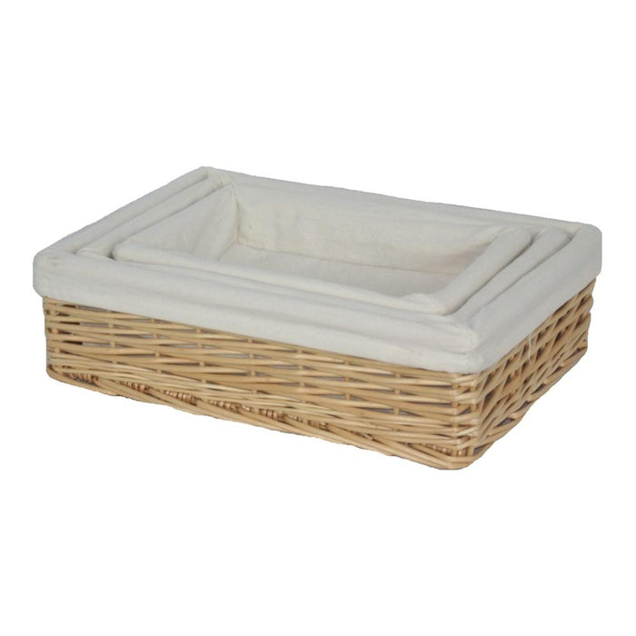 Cotton Lined Rectangular Straight-Sided Wicker