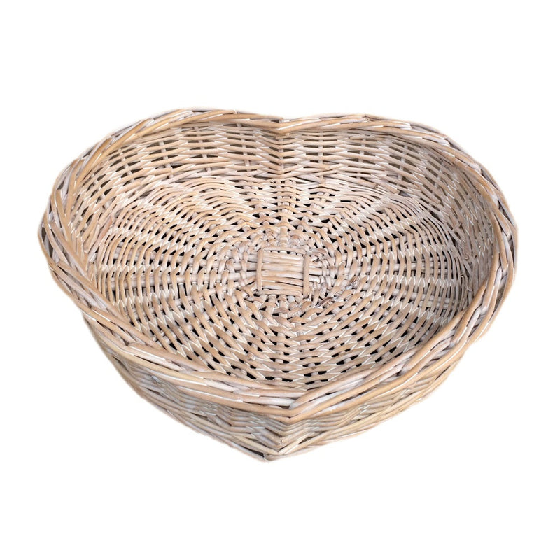 The Willow Basket White Wash Heart Shaped Wicker