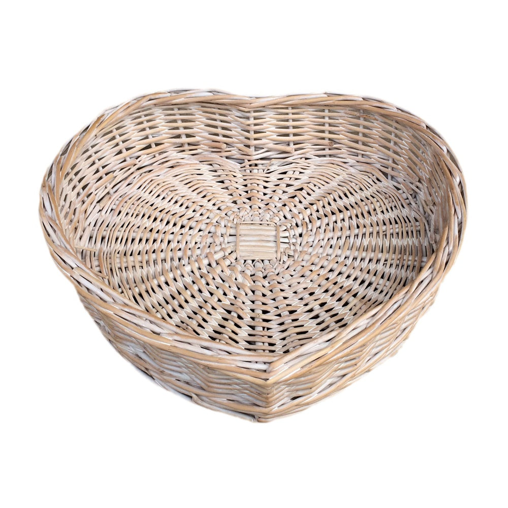 The Willow Basket White Wash Heart Shaped Wicker