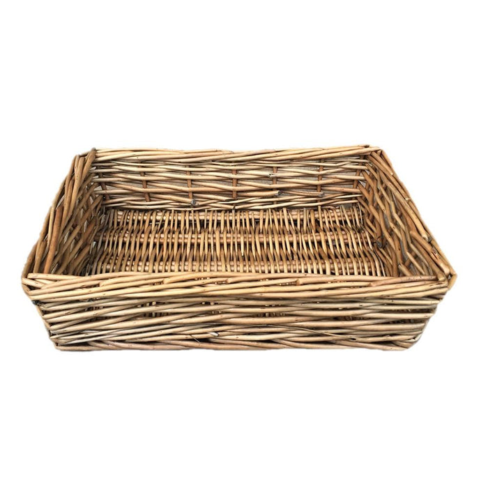 The Willow Basket Antique Wash Rectangular Straight Sided Wicker Tray