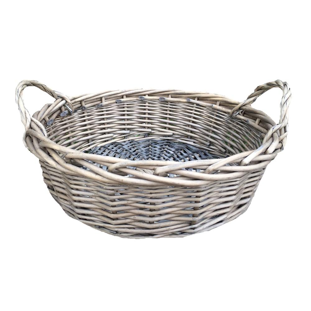 The Willow Basket Large Round Antique Wash Display Wicker Tray