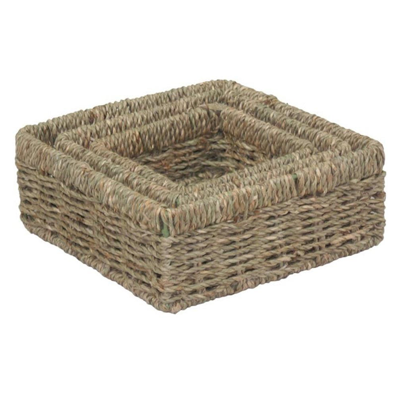 The Willow Basket Set of 3 Square Seagrass Trays