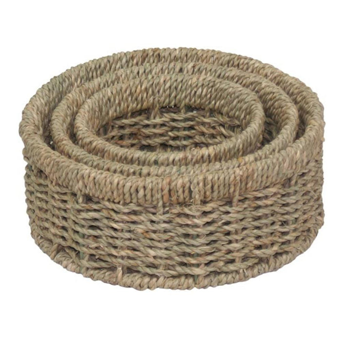 The Willow Basket Set of 3 Round Seagrass Small Tray