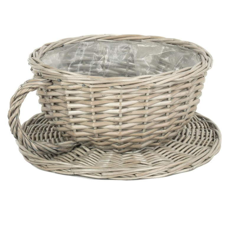 Antique Wash Tea Cup Wicker Basket