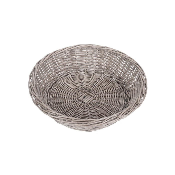 The Willow Basket Antique Wash Round Wicker Packing Tray