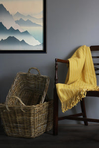 The Willow Basket Rectangular Grey Rattan Floor Storage Basket