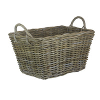 The Willow Basket Rectangular Grey Rattan Floor Storage Basket