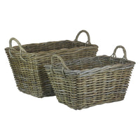 The Willow Basket Rectangular Grey Rattan Floor Storage Basket