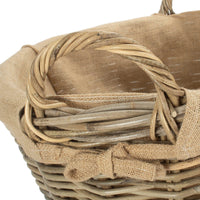 The Willow Basket Lined Round Grey Rattan Log Basket