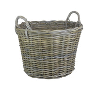 Round Grey Rattan Log Basket