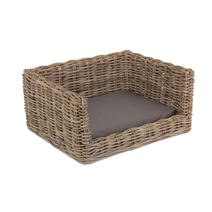 The Willow Basket Luxury Rectangular Rattan Dog Sofa Bed