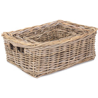 The Willow Basket Shallow Kubu Grey Rattan Rectangular Basket