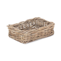 The Willow Basket Shallow Kubu Grey Rattan Rectangular Basket