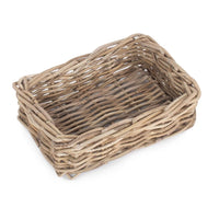 The Willow Basket Shallow Kubu Grey Rattan Rectangular Basket
