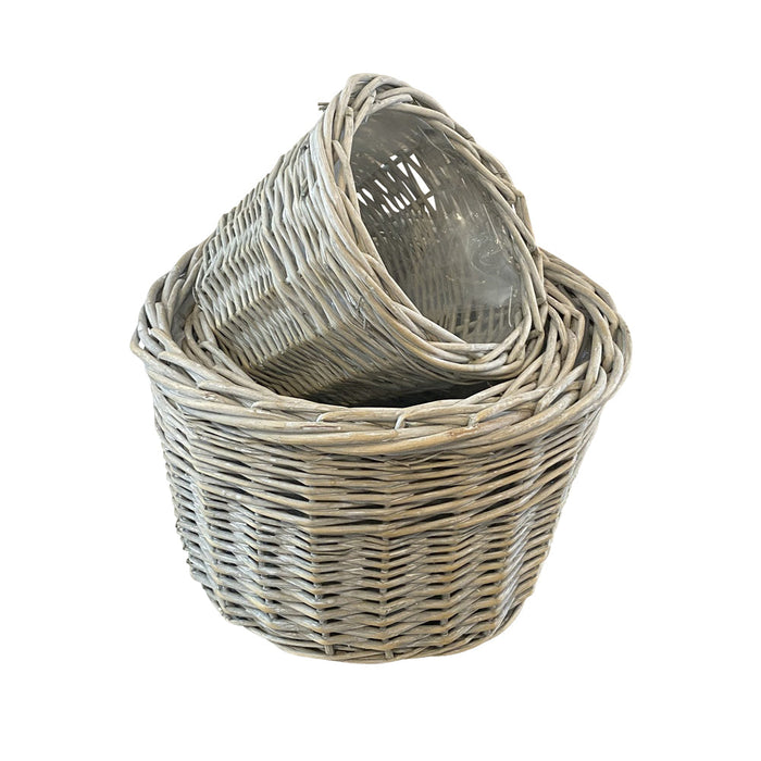 The Willow Basket Provence Round Garden Planters Set of 3