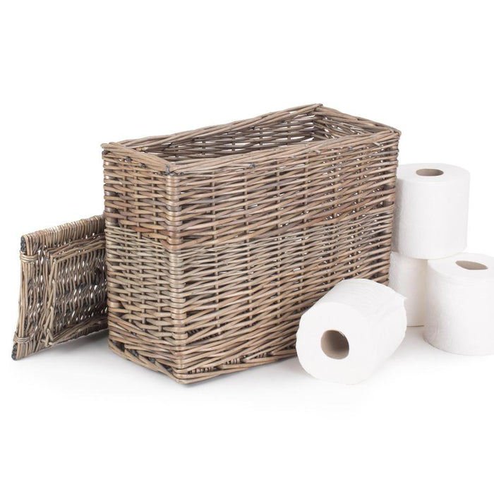The Willow Basket Rectangular Toilet Tidy Lidded Basket