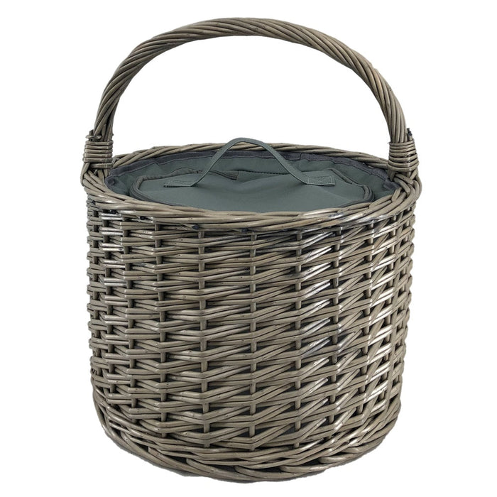 Round Grey Chiller Wicker Picnic Basket