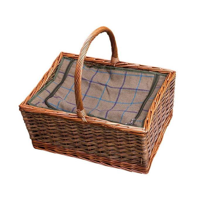 The Willow Basket Large Triple Weave Butchers Wicker Picnic Basket with Fitted Cooler